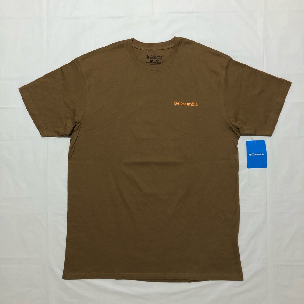 NWT Columbia Men’s Short Sleeve 100% Cotton Brown Graphic T-shirt L